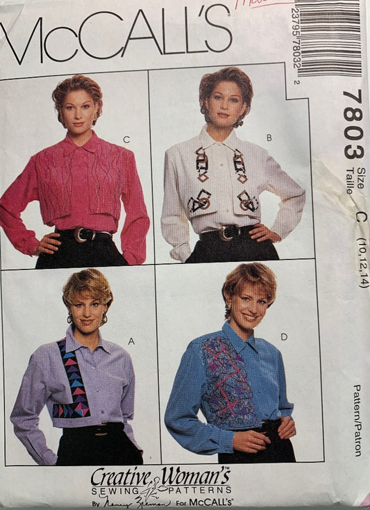 McCall's 7803 Misses' Blouse, Size 10-14, Uncut, Vintage 1995