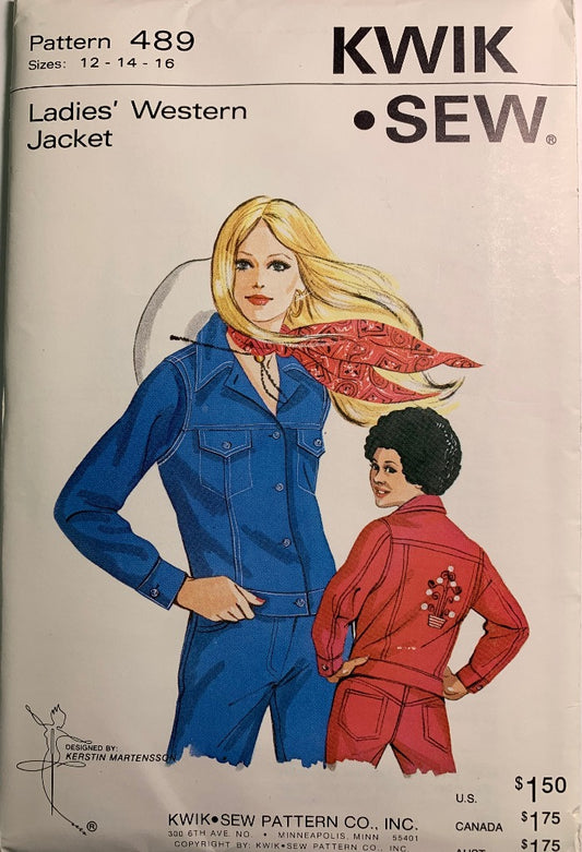 KWIK 489 Ladies' Western Jacket, Size 12-16, Uncut, Vintage 1970