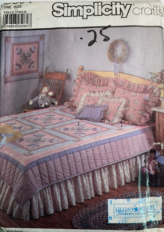 Simplicity 8604 Full/Queen Size Duvet, Dust Ruffle, Pillow Shams, Pillow Covers, Uncut, Vintage 1988