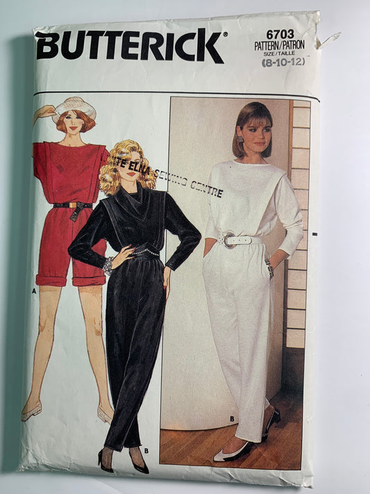 Butterick 6703 Misses' Jumpsuit, Size 8-12, Cut, Vintage 1980