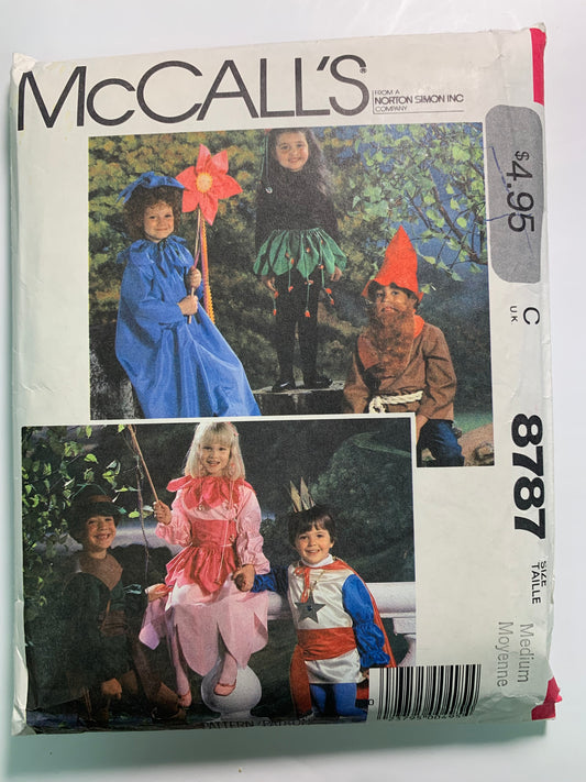 McCall's Childrenn's Girls' Boys' Flower, Princess, Elf, Gnome, Prince, Robin Hood Costumes, Size 6-8, Cut, Vintage 1983