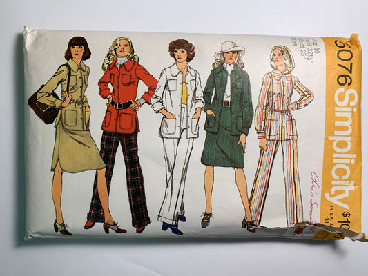 McCall's 5076 Misses' Unlined Shirt-Jacket, Skirt, Pants, Size 10, Cut, Vintage 1972