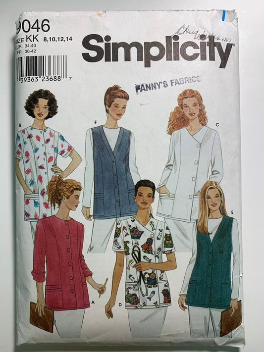 Simplicity 9046 Missses' Top, Vest, Size 8-14, Cut, Vintage 1999