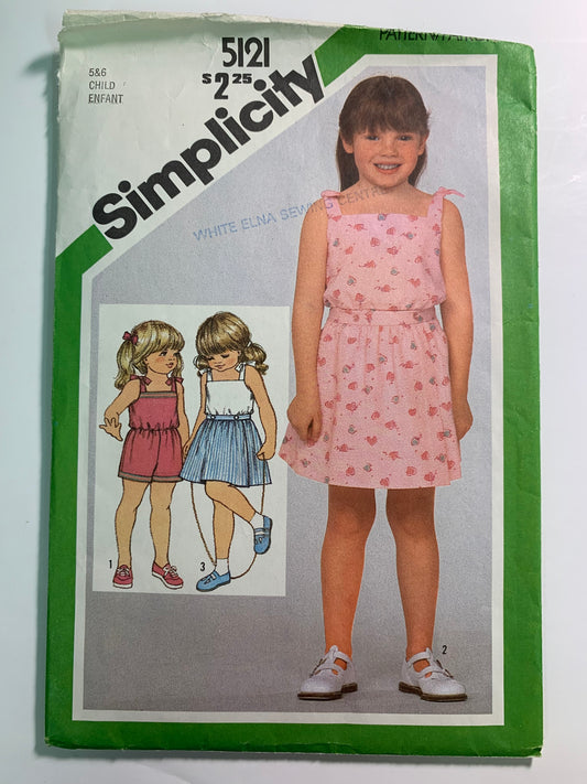 Simplicity 5121 Girl's Romer, Skirt, Size 5-6, Cut, Vintage 1981