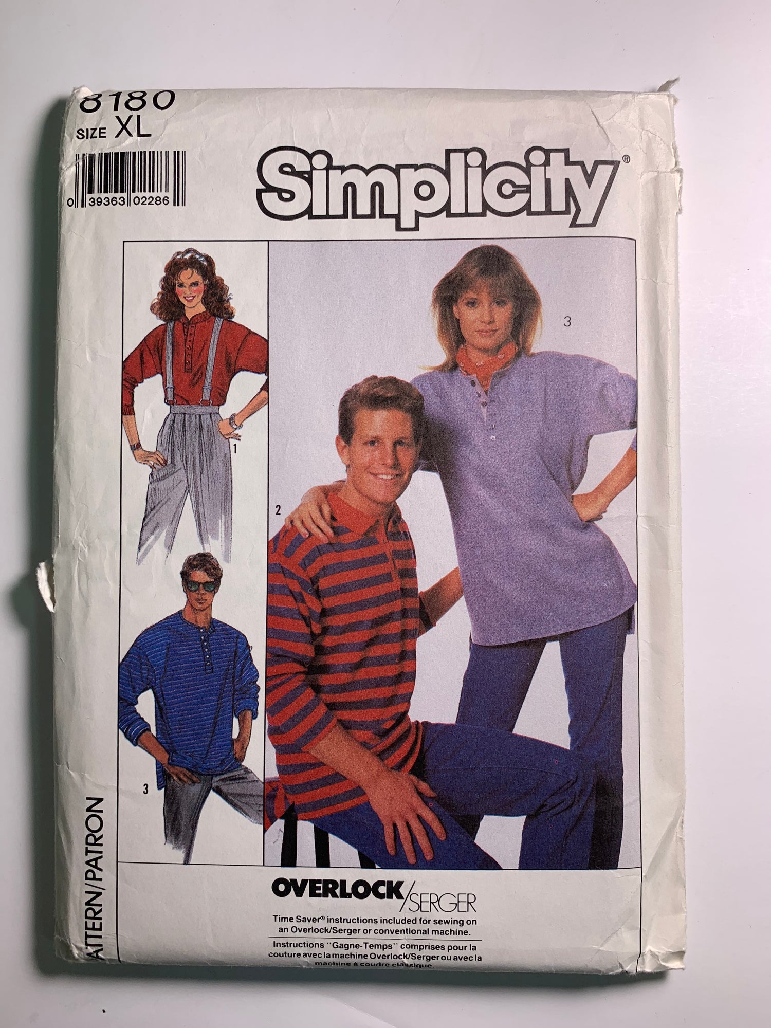 Simplicity 8180 Misses' Men's, Teens, Size 42-44, Uncut, Vintage 1987