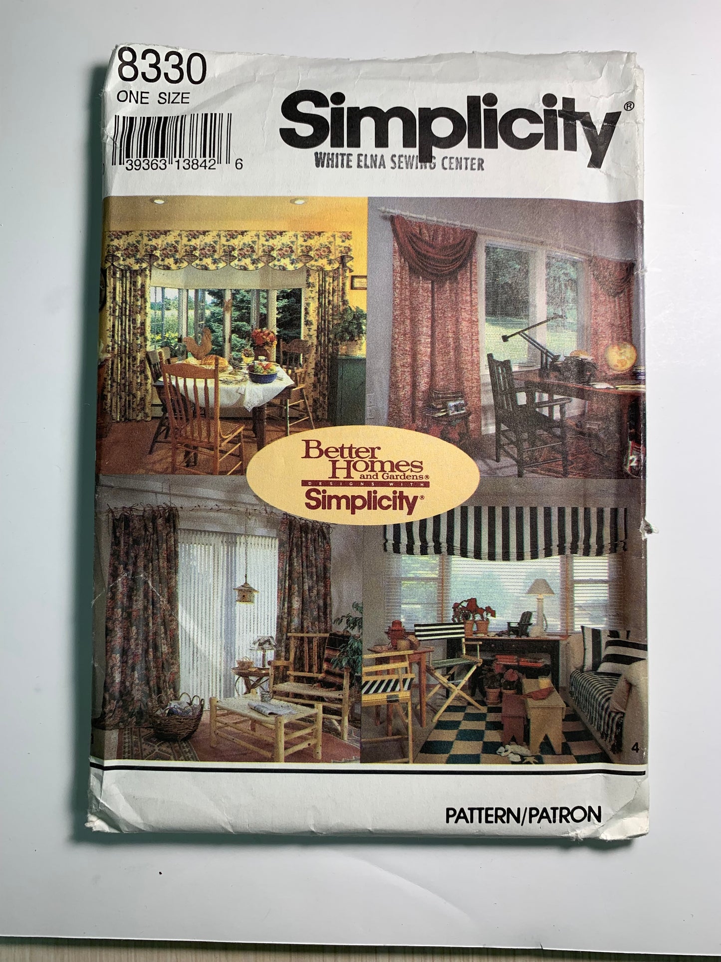 Simplicity 8330 Home Decor, Curtains, Window Coverings, One Size, Uncut, Vintage 1993