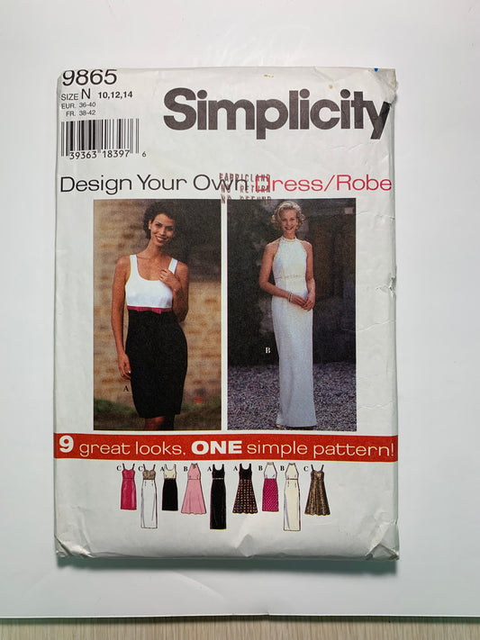 Simplicity 9865 Misses' Petite Dress, Size 10-14, Uncut, Vintage 1996