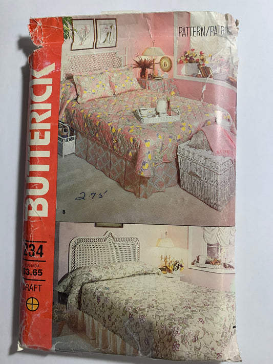 Butterick Sewing Pattern 234 Bed Covering Jacket, Bedspread, Blanket, Lined, Dust Ruffles, 3 Sizes, Uncut, Vintage 1990