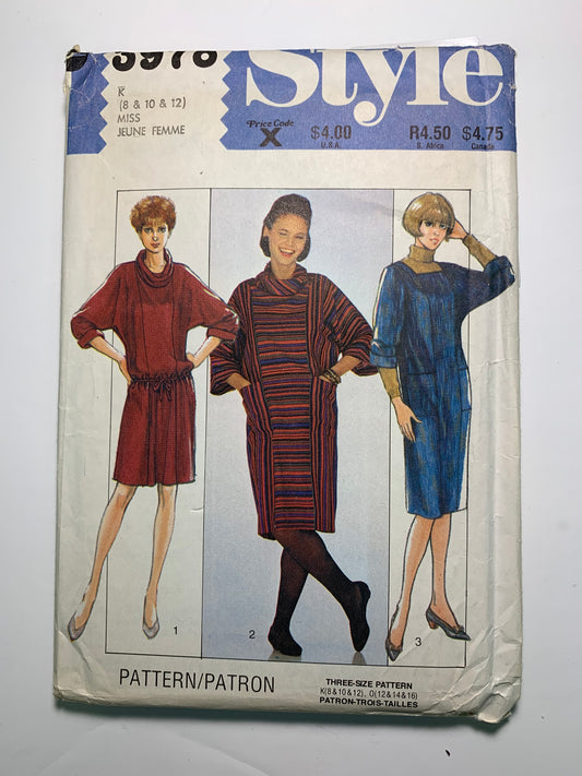 Style 3978 Misses' Dress, Pinafore, Size 8-12, Uncut, Vintage 1983