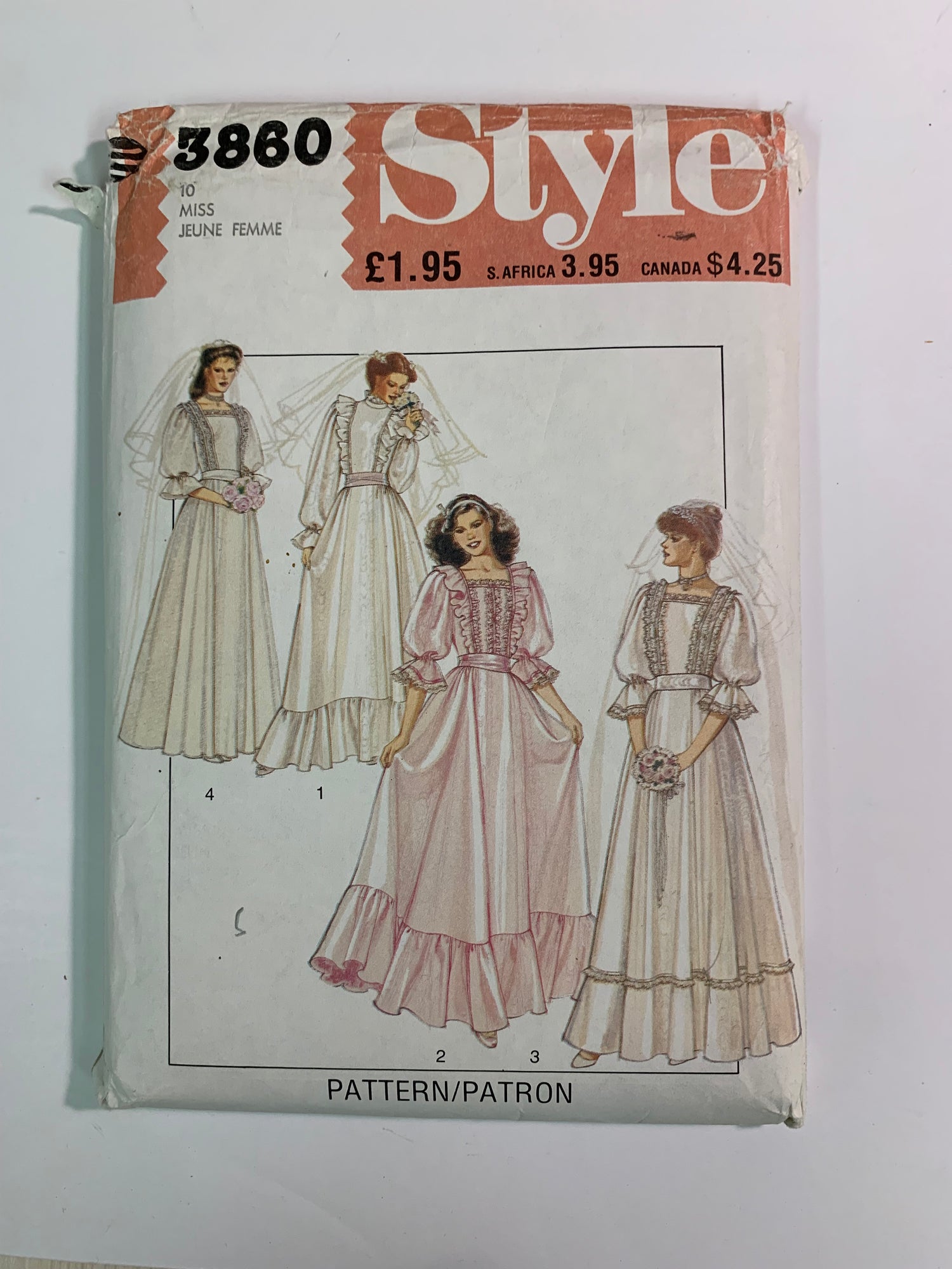 Style 3860 Misses' Lined wedding, Bridesmaid Dresses, Size 10, Uncut, Vintage 1982