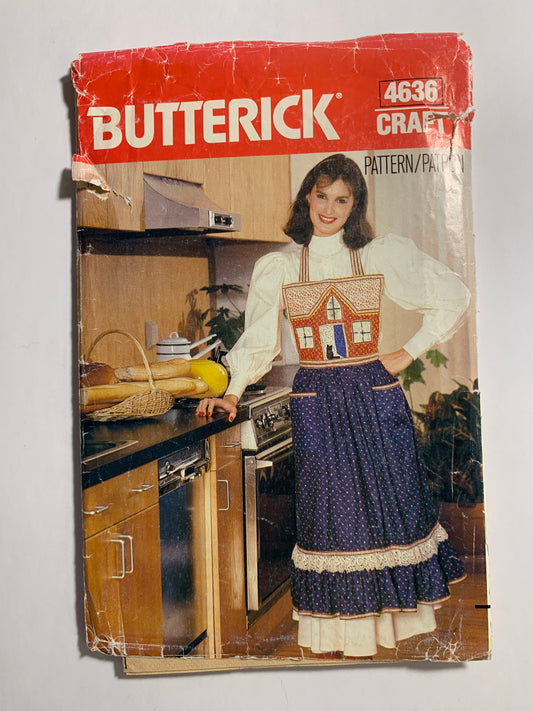 Butterick Sewing Pattern 4636 Misses' Aprons, Pockets, Over The Head, One Size, Uncut, Vintage 1990