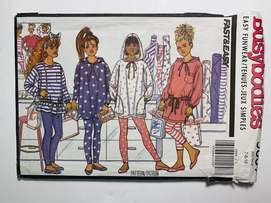 Butterick 5669 Busybodies Girls' Dress, Top, Leggings, Size 7-10, Uncut, Vintage 1991
