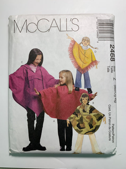 McCall's 2468 Ponchos, Pants, Size 7-8, Cut, Vintage 1999
