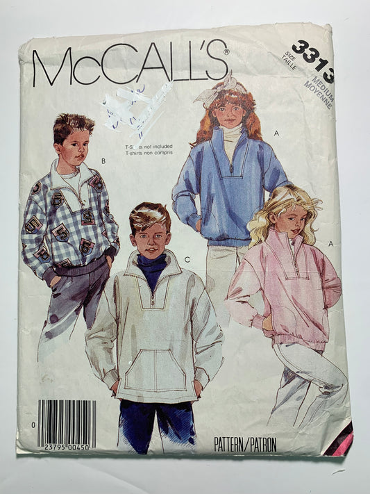 McCall's 3313 Boys' Girls' Top, Size 8-10, Cut, Vintage 1987