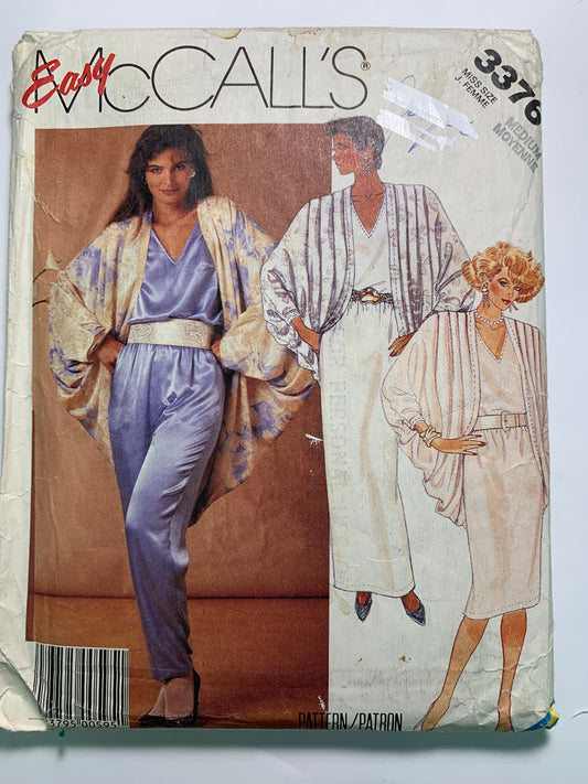 McCall's 3376 Misses' Jacket, Top, Skirt, Pants, Size 14-16, Uncut, Vintage 1987