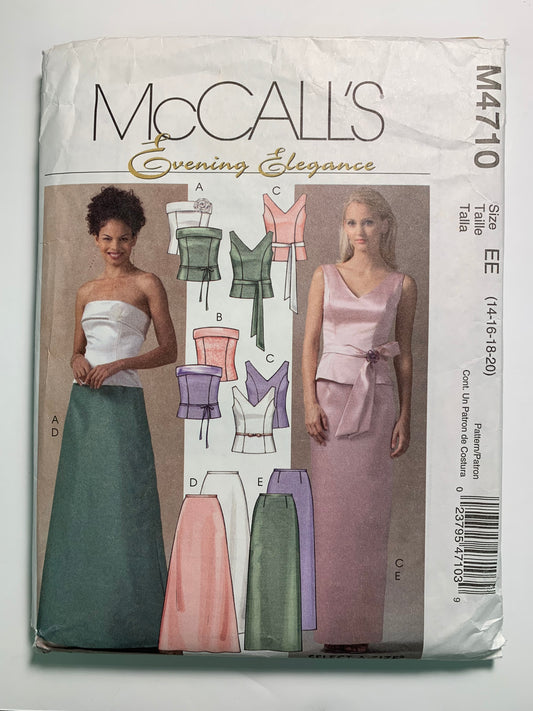 McCall's M4710 Misses' Petite Lined Tops, Flower, Belt, Sash, Skirts, Size 14-20, Cut, 2004