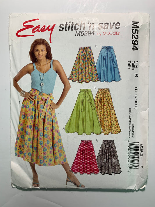 MCall's Stitch 'N Save M5294 Misses' Skirts, Size 14-20, Uncut, 2007