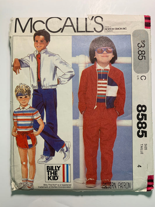 McCall's 8585 Boys' Jacket, Shirt, Pants, Shorts, Size 4, Cut, Vintage 1983