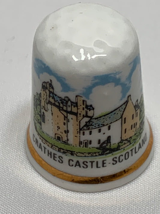 Thimble Souvenir, Gift, Crathes Castle Scotland, Bone China, British Made Sewing, Gold Trim