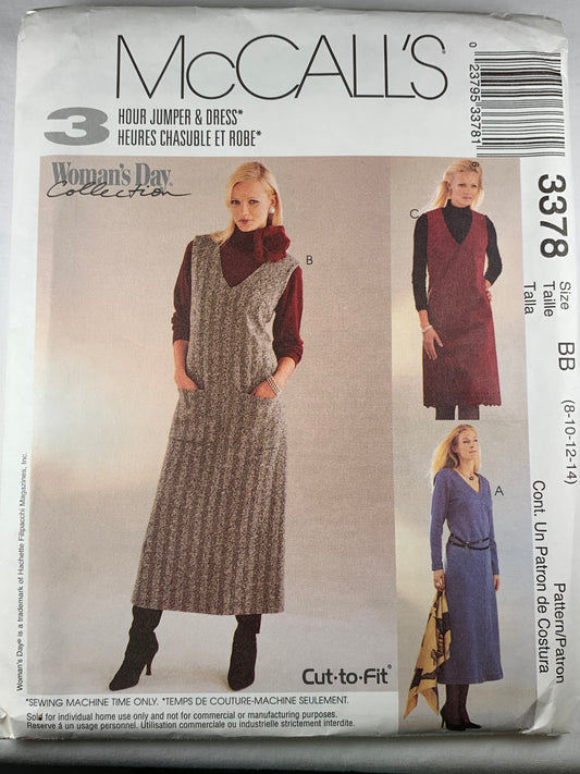 McCall's 3378 Misses' Petite Dress, Jumper, Size 8-14, Uncut, 2001