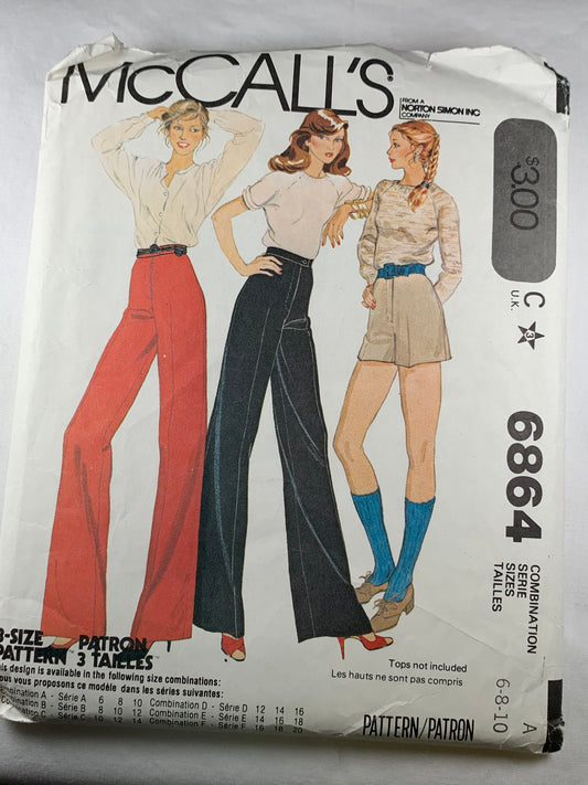 McCall's 6864 Misses' Pants, Shorts, Size 6, Cut, Vintage 1979