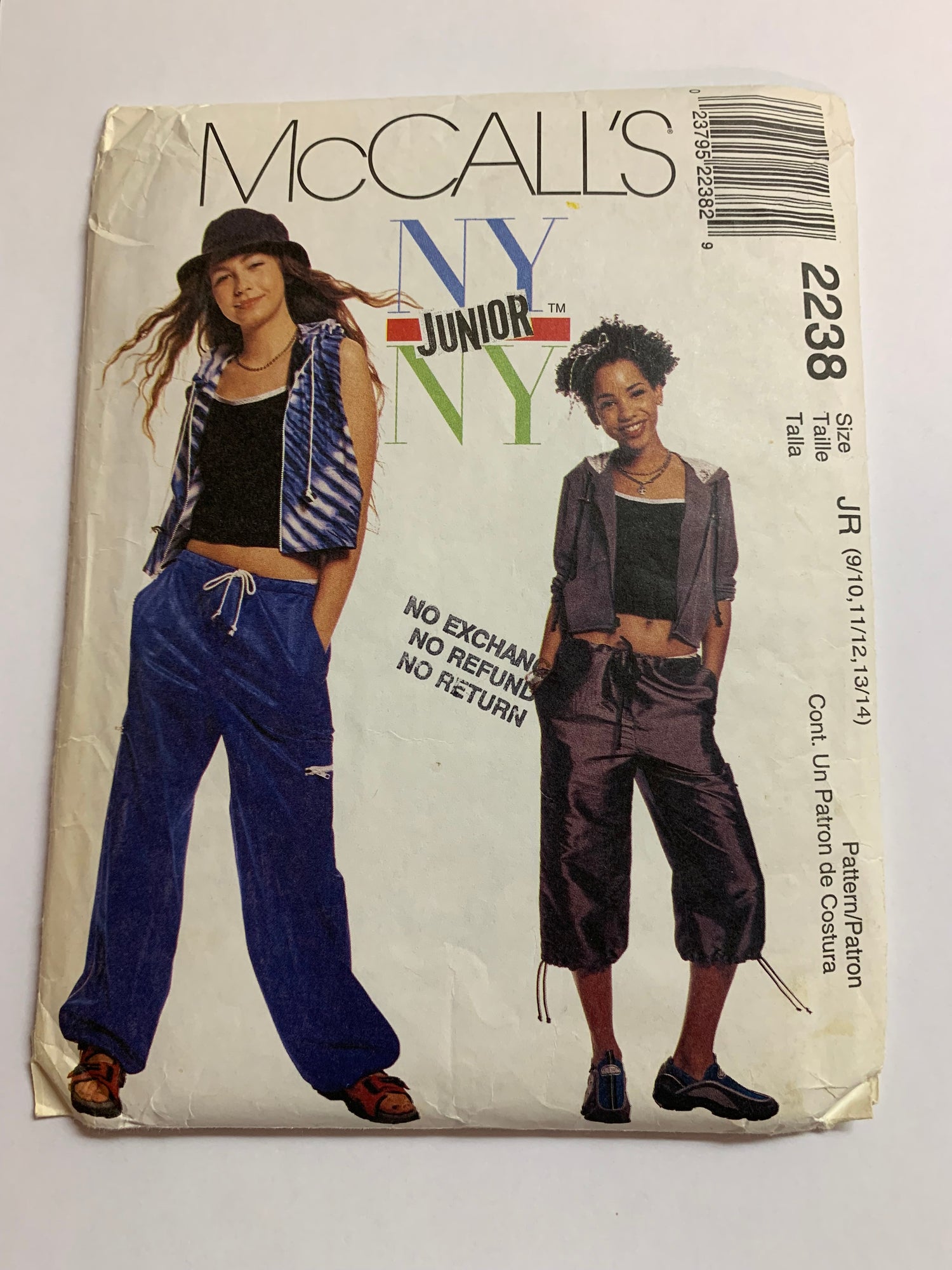McCall's Sewing Pattern 2238 Misses'/Junior Jacket, Vest, Pants, Two Lengths, Pockets, Zipper Front, Size 9-144, Uncut, Vintage 1999
