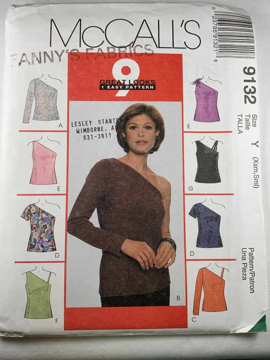 McCall's 9132 Misses' Top, Size 4-10, Uncut, Vintage 1997