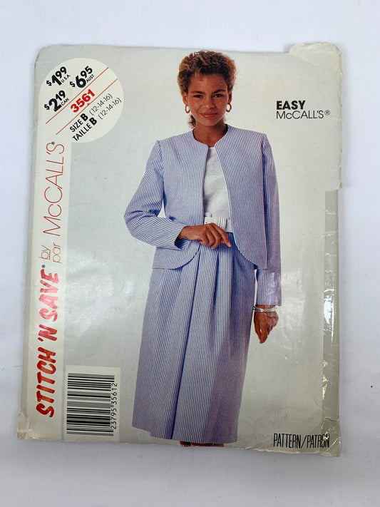 McCall's 3561 Misses' Jacket, Skirt, Size 12-16, Cut, Vintage 1988