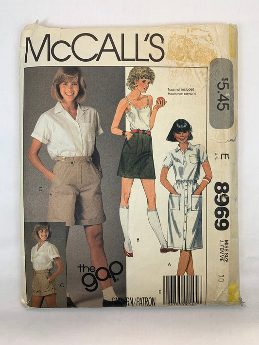McCall's 8969 Misses' Skirts, Shorts, Size 10, Cut, Vintage 1982