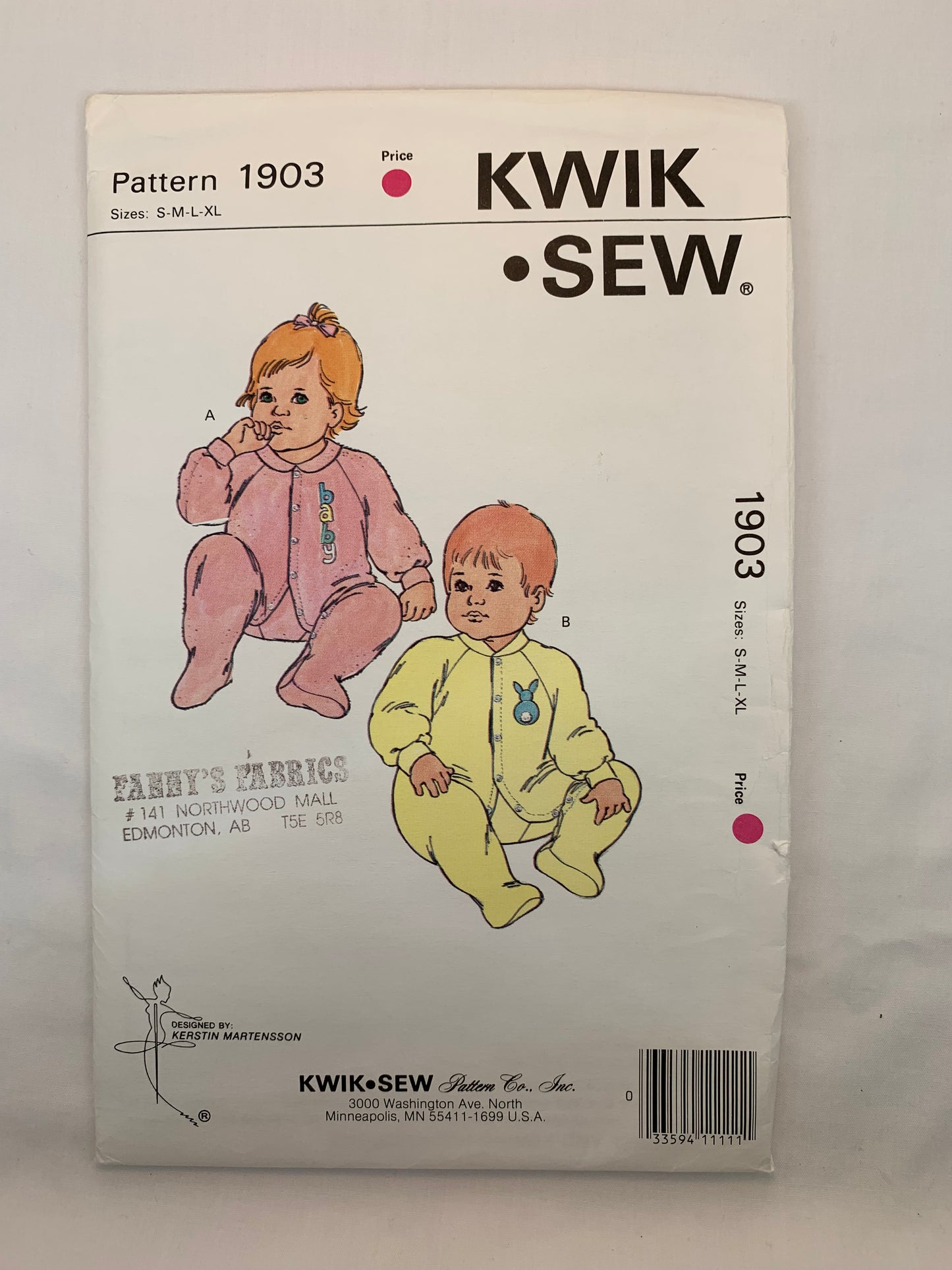 KWIK 1903 Baby Sleepers, Size S-XL, Uncut, Vintage 1989