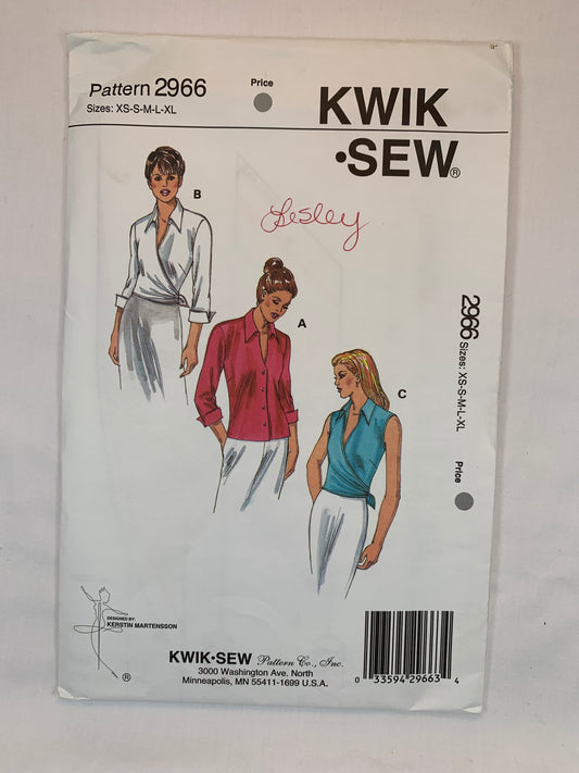 KWIK 2966 Misses' Shirts, Size 31-45, Uncut, 2001