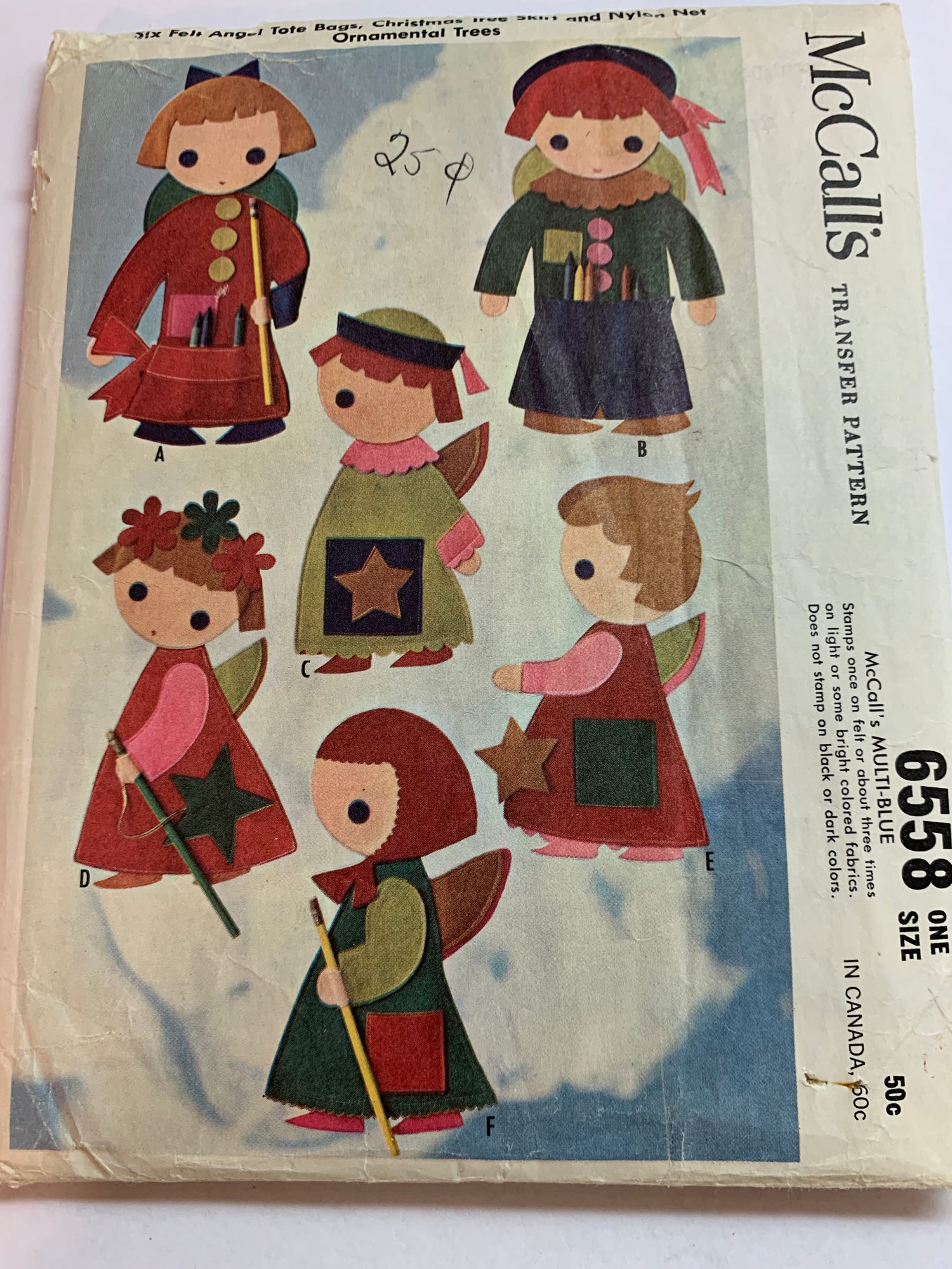 McCall's Sewing Pattern 6558 Crafts, Christmas Ornaments, Tree Skirt, Tote Bags, Uncut, Vintage 1962