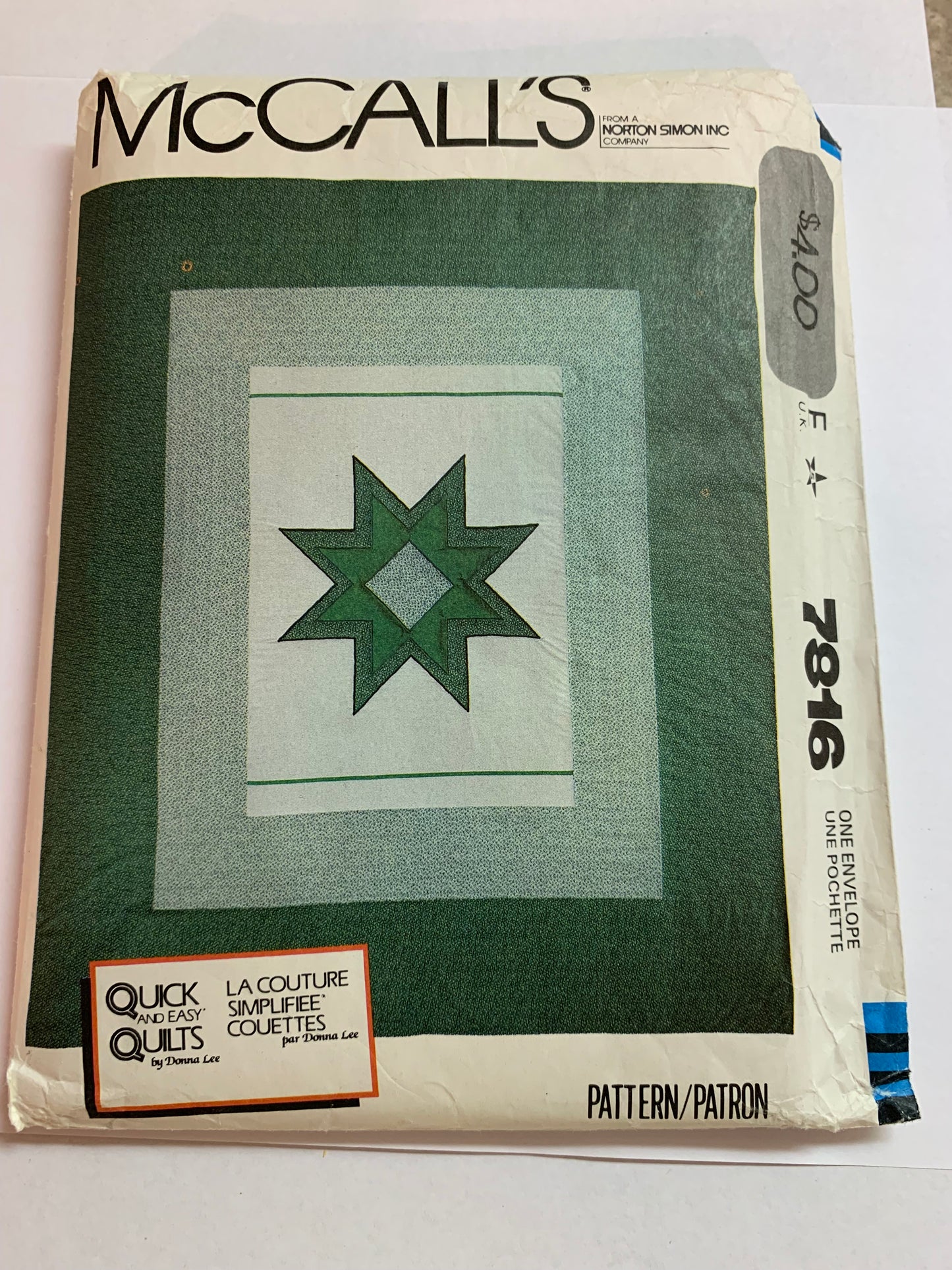 McCall's Sewing Pattern Crafts, Christmas, Star Quilt Appliques, Ribbon Trim, Uncut, Vintage 1981