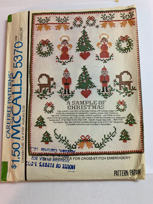 McCall's Sewing Pattern 5370 Crafts, Transfers Christmas Ornaments, Angels, Tree, Nutcracker, Reindeer, Bells, Wreaths, Uncut, Vintage 1978
