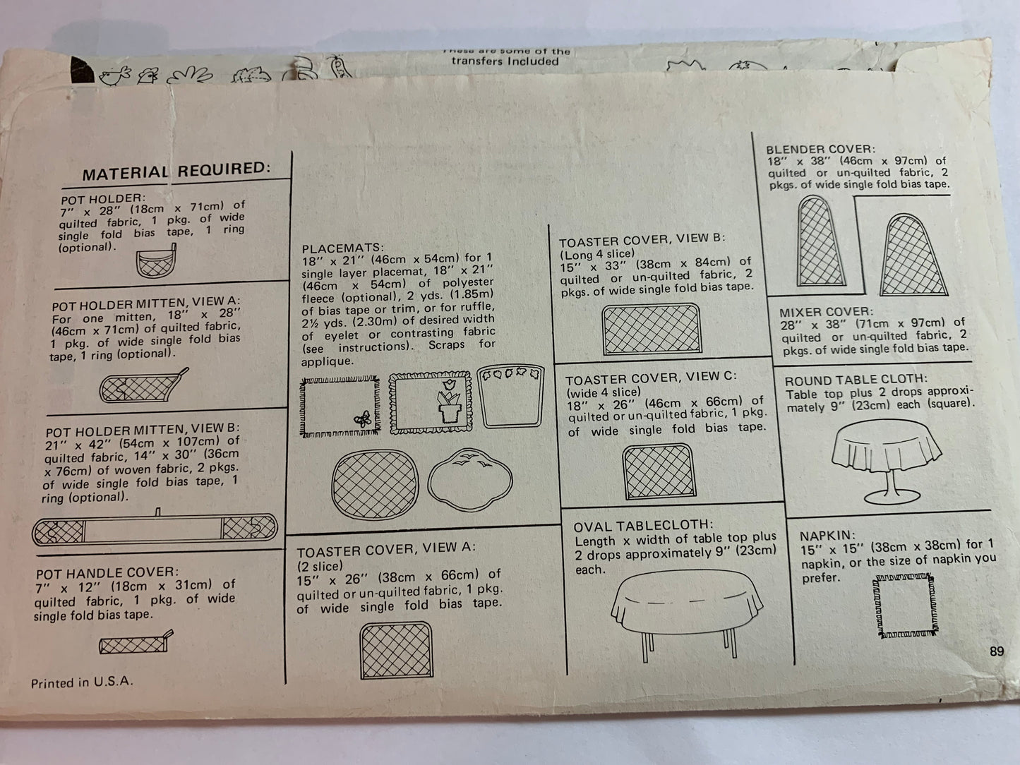 Kwik Sewing Pattern 832 Crafts, Pot Holder, Placemats, Toaster Cover, Tablecoth, Napkin, Mixer, Blender, Uncut, Vintage 1986