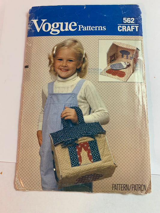 Vogue Sewing Pattern 562 Crafts, Folding Doll House, Uncut, Vintage 1986