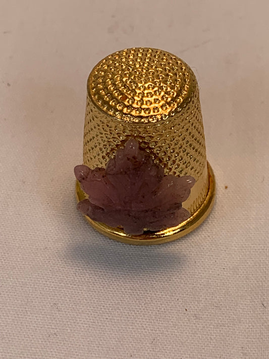 Thimble Souvenir, Gift, Maple Leaf, Gold Colored Metal, Sewing