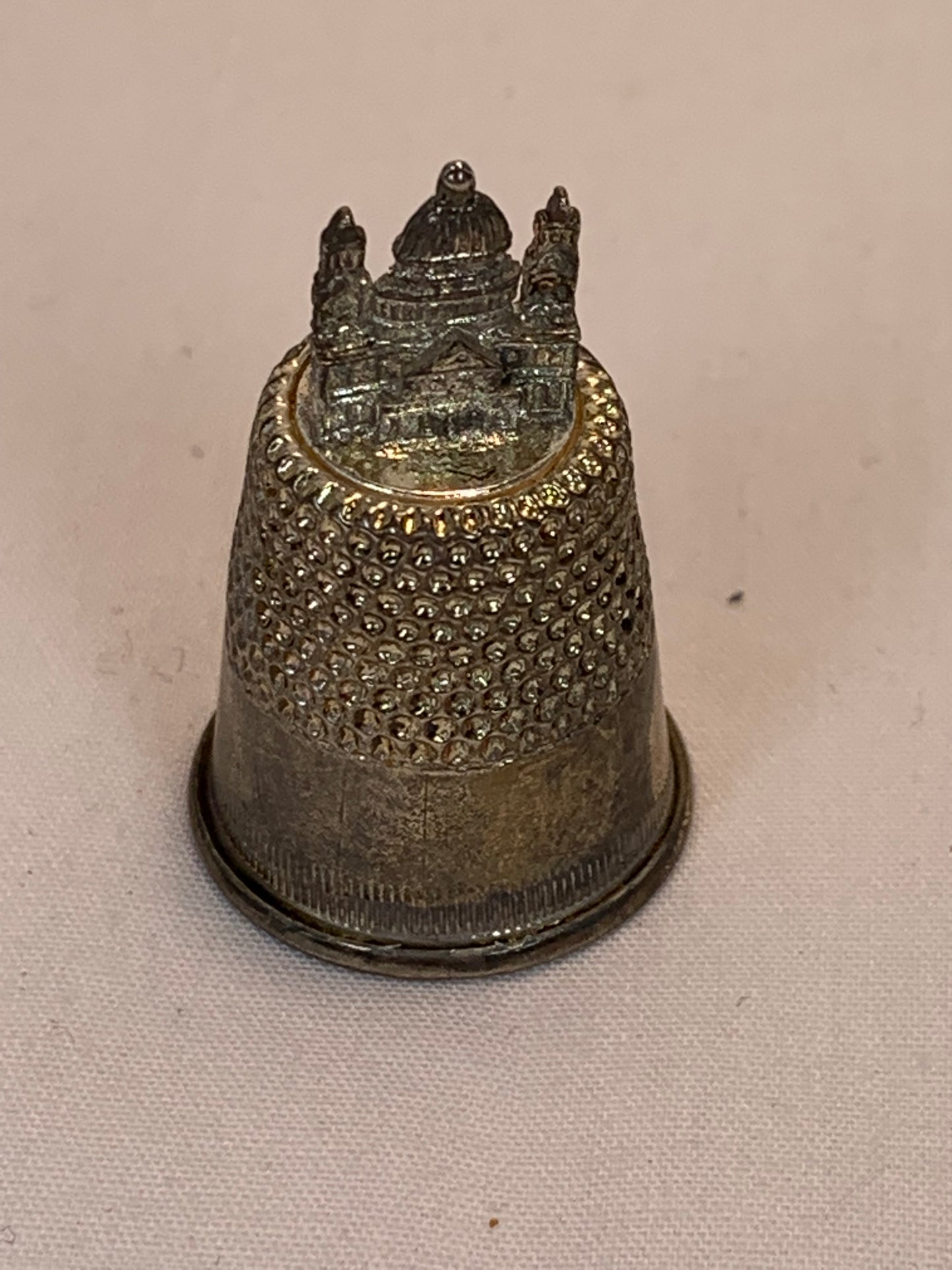 Thimble Souvenir, Gift, Castle, Silver Metal, Sewing