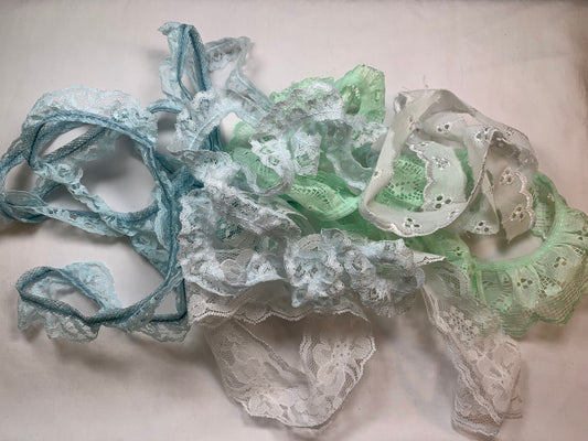Blue, White, Green Lace, Scrapbooking, Doll Clothes, Junk Journals, Crafts, Hobbies, Photos. Card-Making