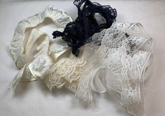 Cream, White, Blue, Lace, Scrapbooking, Doll Clothes, Junk Journals, Crafts, Hobbies, Photos. Card-Making, Baby Clothes