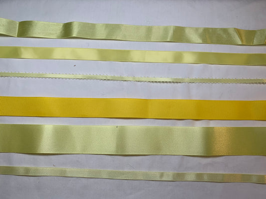 6 Varieties of Yellow Ribbon, Scrapbooking, Doll Clothes, Junk Journals, Crafts, Hobbies, Photos. Card-Making, Baby Clothes, Sewing