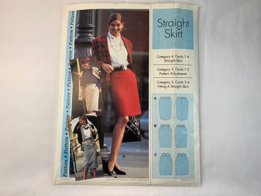 Sewing Step-By-Step Straight Skirt, Category 4 Cards 1-4, Size 4-22, Uncut, Vintage 1992
