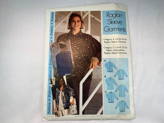 Sewing Step-By-Step Raglan-Sleeve Garments, Category 4 Cards 42-45, Size 4-22, Uncut, Vintage 1993