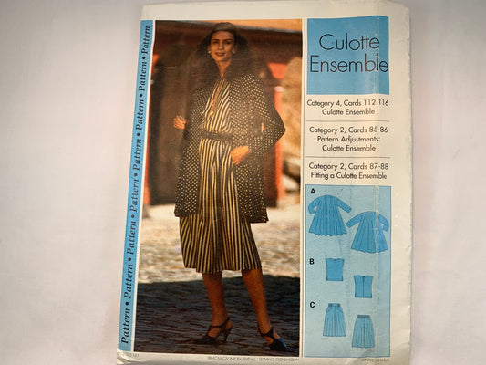 Sewing Step-By-Step Culotte Ensemble, Category 4 Cards 112-116, Size 4-22, Uncut, Vintage 1994
