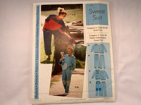 Sewing Step-By-Step Sweat Suit, Category 4 Cards 85-89, Size 4-22, Uncut, Vintage 1994
