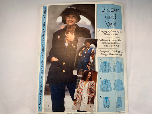 Sewing Step-By-Step Blazer And Vest, Category 4 Cards 96-101, Size 4-22, Uncut, Vintage 1994