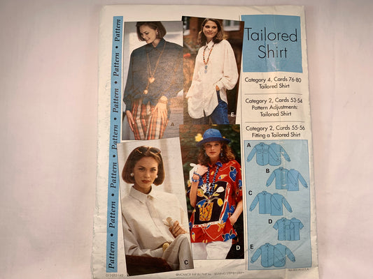 Sewing Step-By-Step Tailored Shirt, Category 4 Cards 76-80, Size 4-22, Cut, Vintage 1993