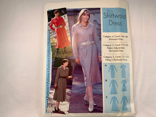 Sewing Step-By-Step Shirtwaist Dress, Category 4 Cards 144-148, Size 4-22, Uncut, Vintage 1993