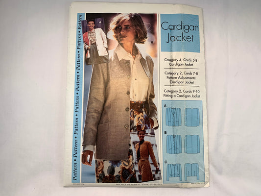 Sewing Step-By-Step Sewing Pattern Cardigan Jacket, Category 4 Cards 5-8, Size 4-22, Uncut, Vintage 1993