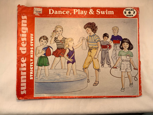 Sunrise Designs Pattern, Cut, Girl's Swimsuit, Leotard, Miniskirt, Dance, Boy's Swim Trunks, Knickers, Top, Long Pants, Shorts, Size 5-7